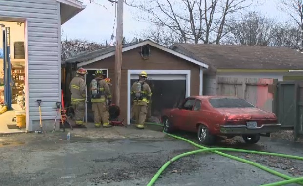 Fire damages garage and antique car in Halifax 