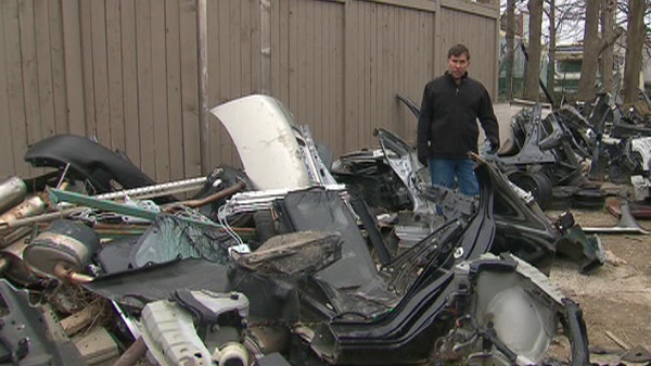 Police say they found hundreds of stolen cars in a chop shop north of Toronto on Thursday, March 29, 2012.