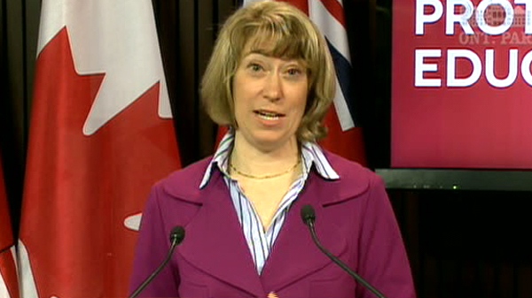 Education Minister Laurel Broten holds a press conference on Thursday, March 29, 2012.