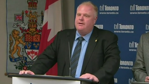 Toronto Mayor Rob Ford holds a news conference in Toronto on Thursday, March 29, 2012.