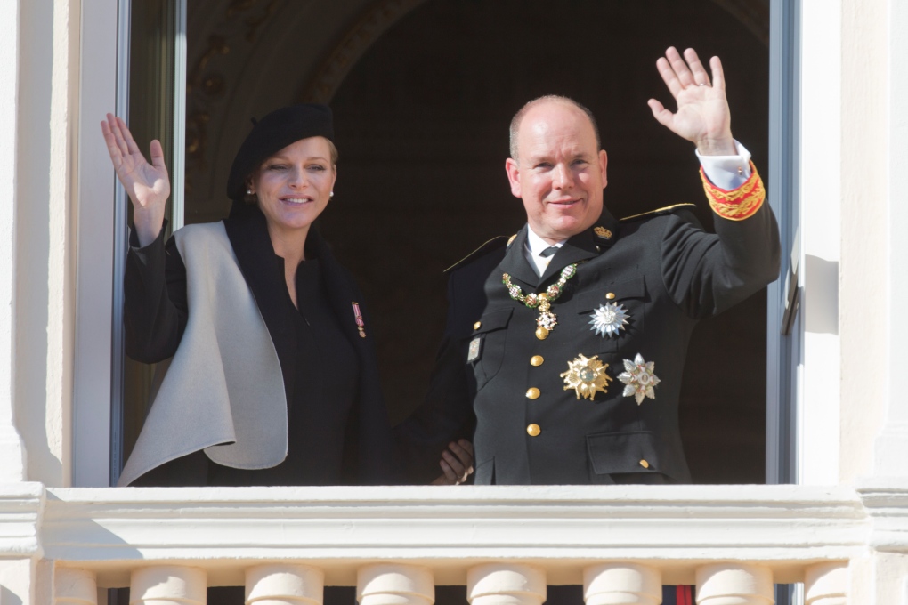 Prince Albert and Princess Charlene wave