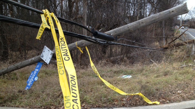 Part of Barnsdale Road in Manotick had to be closed when high winds brought down wires across the road.