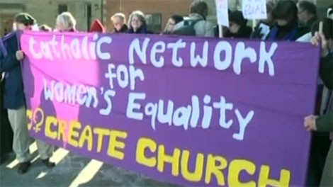 catholic, protest, purple stole vigil