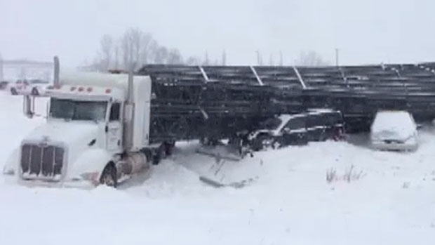 Truck crash near Red Deer