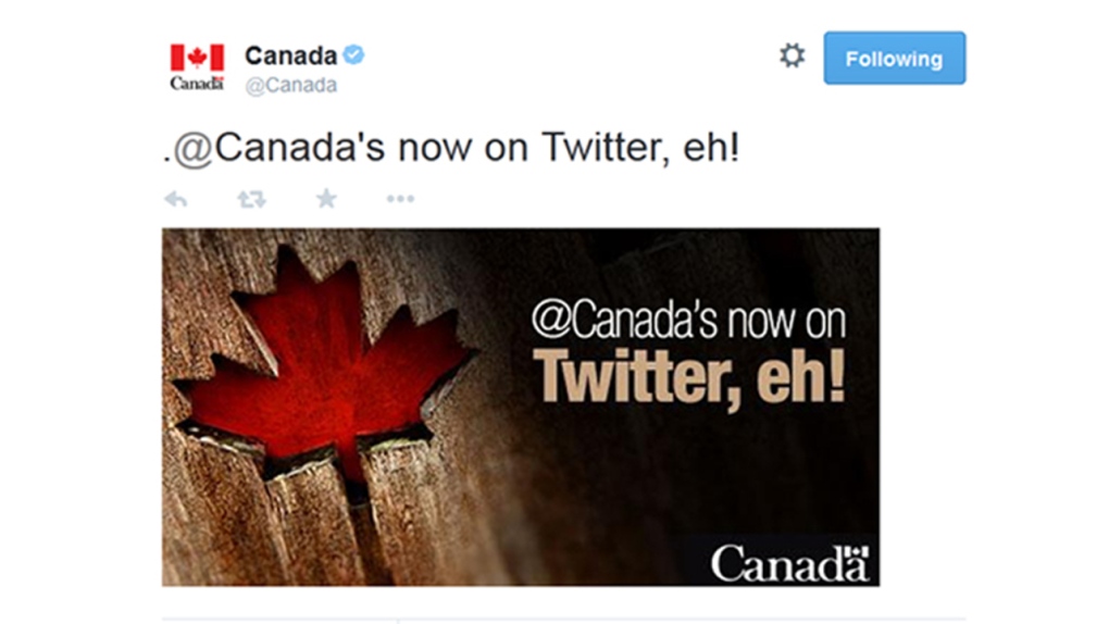 The newly launched @Canada Twitter account is sho