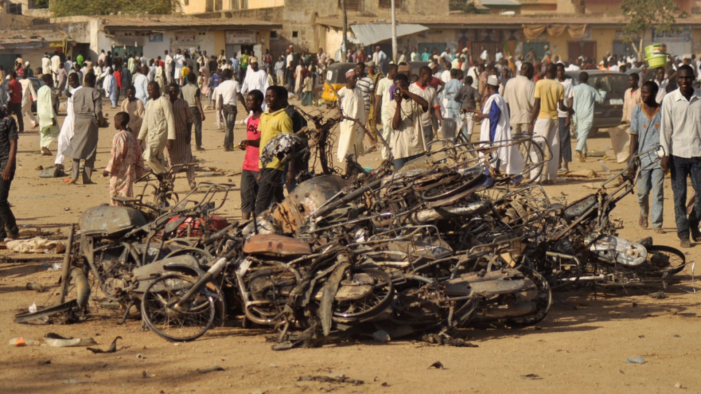 Site of a bomb explosion in Kano, Nigeria