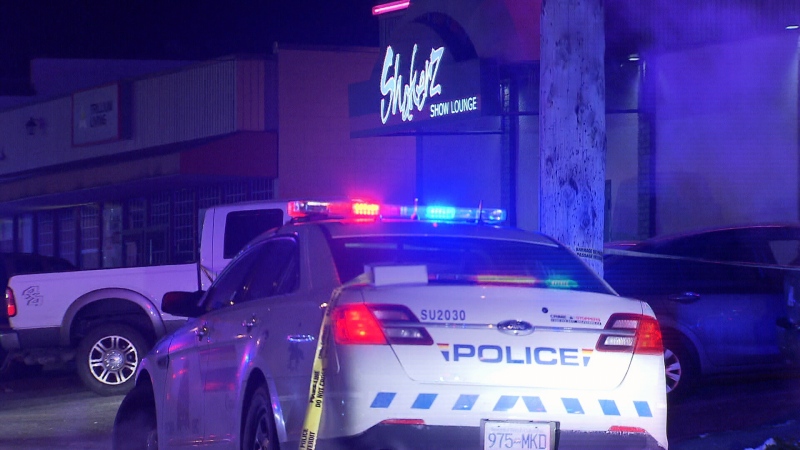 Police responded to a nightclub in Surrey on Whalley Boulevard near 104th Avenue after two people were injured in a double stabbing. Sun., Nov. 30, 2014. (CTV)