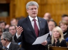 Prime Minister Stephen Harper speaks during Question Period on Parliament Hill in Ottawa on Tuesday Dec. 2, 2014. (Adrian Wyld / THE CANADIAN PRESS)