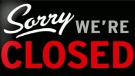 Sorry we're closed sign. 