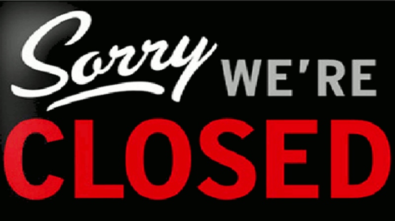 Sorry we're closed sign. 