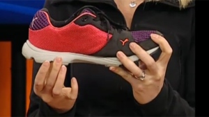 Catherine Sabiston says choosing the right shoes is key to having a pain-free workout. (CTV Montreal)