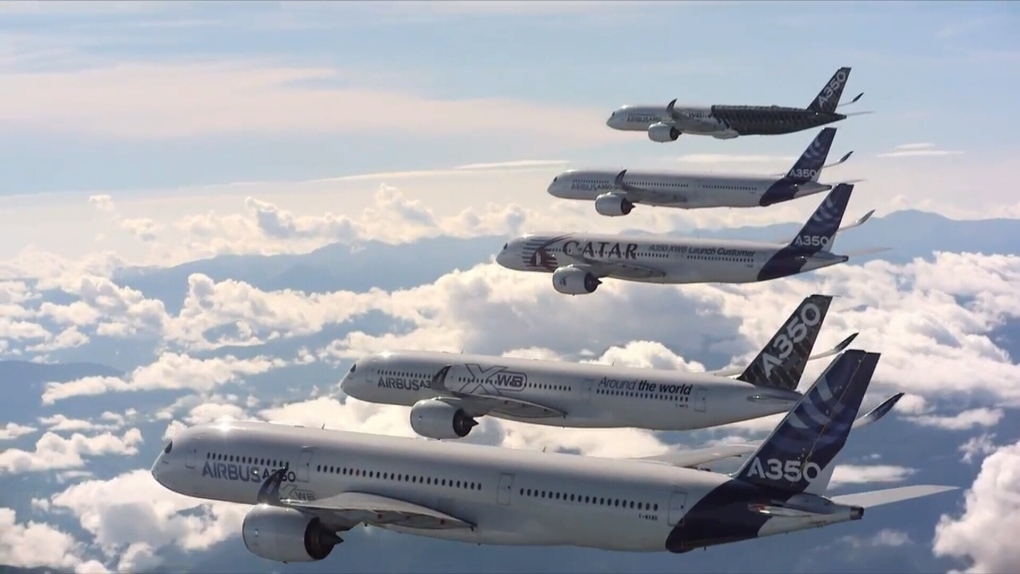 Extended: Five A350 XWBs together in flight
