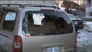 The smashed back window of a van, the result of one of a record 49 shootings in Ottawa last year (CTV Ottawa)