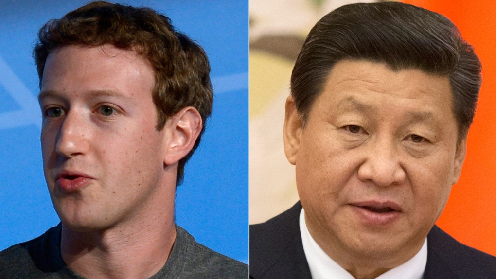 Mark Zuckerberg, left, and Xi Jinping