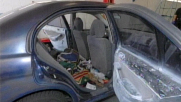 Evidence photos of Michael Rafferty's car were presented at his trial in London, Ont. on Wednesday, April 11, 2012.