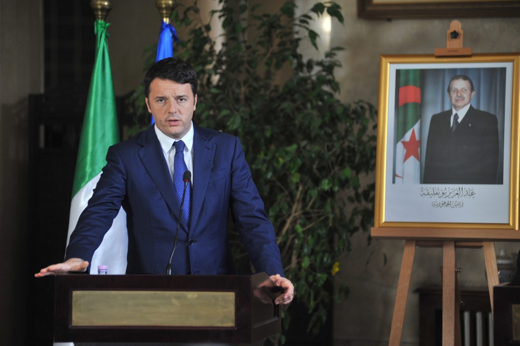 Italian Premier Matteo Renzi addresses media 
