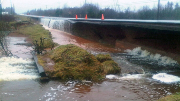 Road damage in PEI after nor'easter