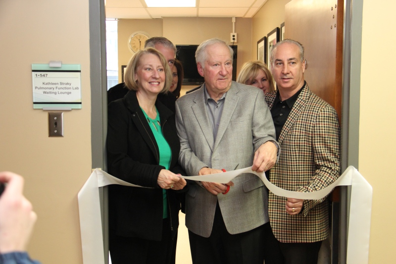 In this photo released by Windsor Regional Hospital, the Kathleen Straky Pulmonary Function Lab Waiting Lounge is dedicated in Windsor, Ont. on Monday, Dec. 15, 2014.