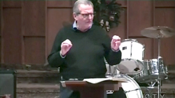 Allan Hunsperger, a pastor who is running as a candidate for the Wildrose party, is seen in this image captured from video. 