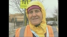 Dale Martin, a crossing guard for Jack Chambers Public School, works in London, Ont. on Thursday, Dec. 18, 2014. (Celine Moreau / CTV London)