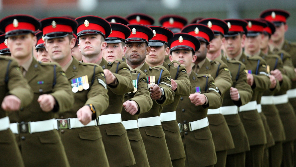British Army soldiers on parade