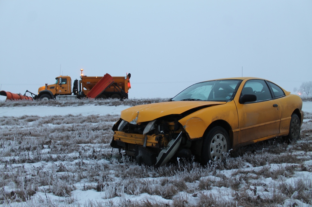 Snow plow crash