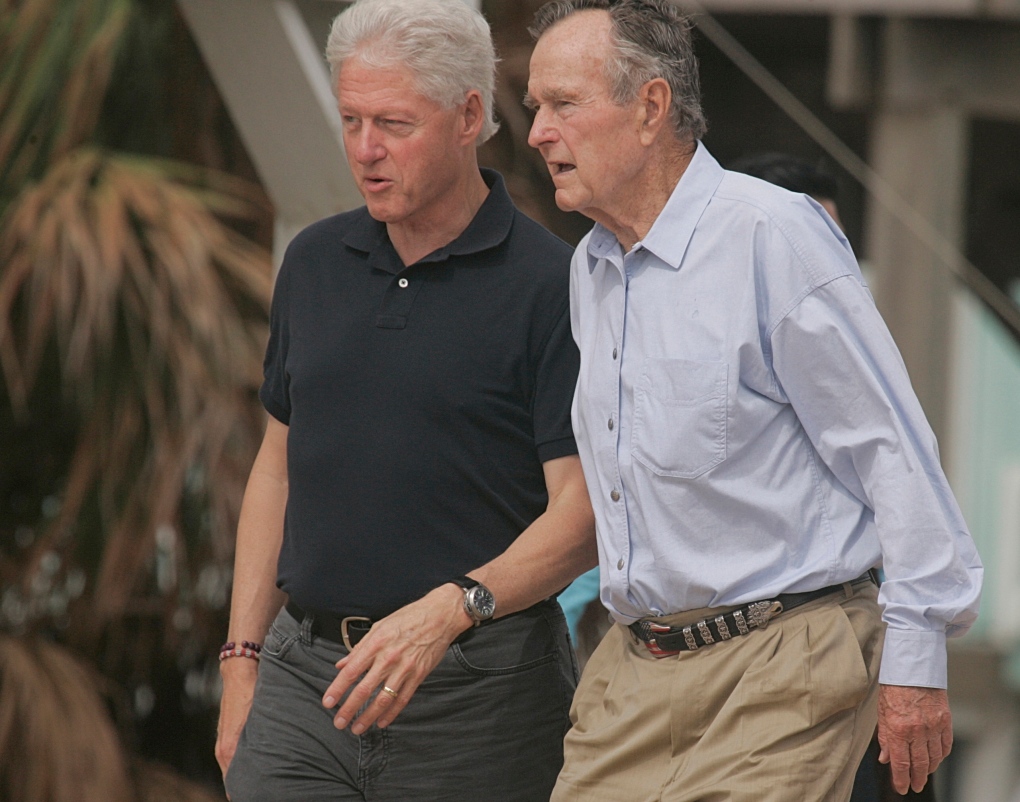 Former Presidents Bill Clinton and George Bush 