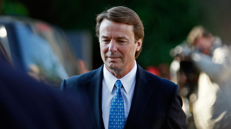 Former U.S. Sen. and presidential candidate John Edwards arrives at federal court in Greensboro, N.C., Monday, April 23, 2012. (AP / Gerry Broome)
