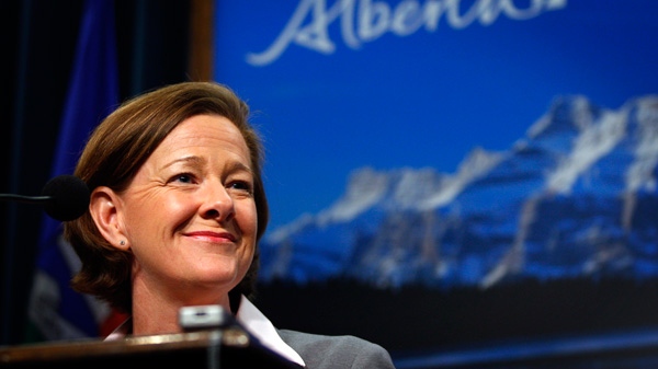 Alberta Premier and PC Party Leader Alison Redford speaks to the media following her majority win in the provincial election in Calgary, Alta., Tuesday, April 24, 2012. (Jeff McIntosh / THE CANADIAN PRESS)