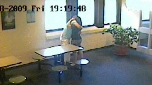 Michael Rafferty is seen visiting Terri-Lynne McClintic at the Genest Detention Centre for Youth in May 2009 in this image taken from surveillance video and presented as evidence.