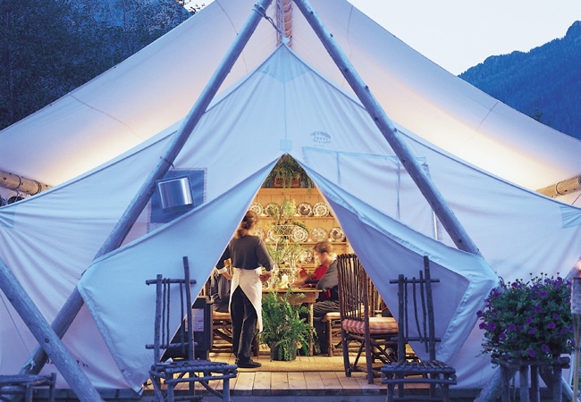 The dining tent at the remote Clayoquot Wilderness Resort on Vancouver Island, B.C.  