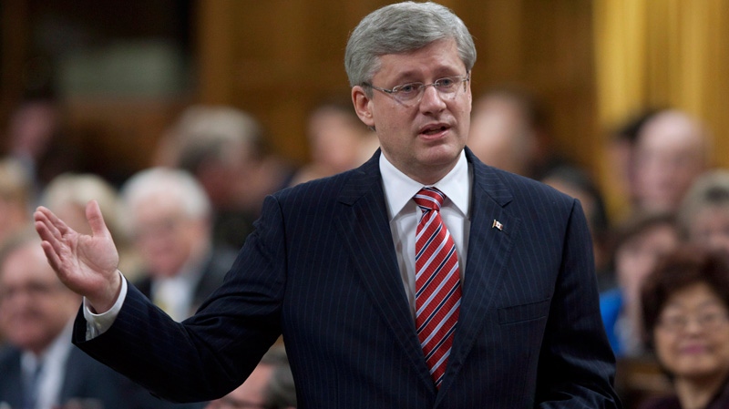 Prime Minister Stephen Harper responds to a question during Question Period in the House of Commons in Ottawa, Wednesday, April 25, 2012. (Adrian Wyld / THE CANADIAN PRESS)