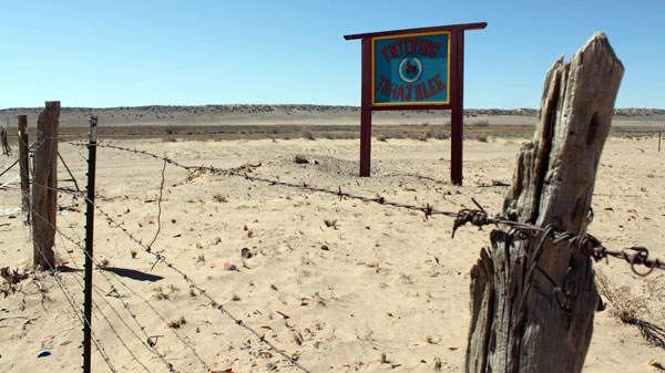 This photo shows the border of the Navajo community of To'Hajiilee, New Mexico, on March 13, 2012. (AP / Susan Montoya Bryan)