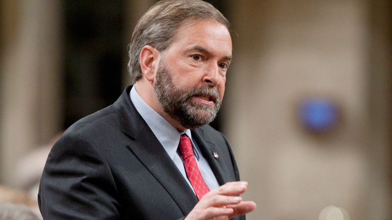 NDP Leader Tom Mulcair rises during Question Period in the House of Commons in Ottawa on Monday, April 30, 2012. (Adrian Wyld / THE CANADIAN PRESS)