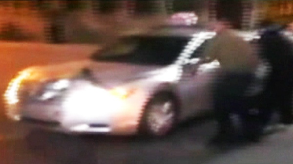 New video shows ground view of a taxi running over a man in Montreal Sunday, April 29, 2012.
