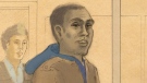In this courtroom sketch, Christopher Husbands appears in court in Toronto on June 4, 2012. (Tammy Hoy / THE CANADIAN PRESS)