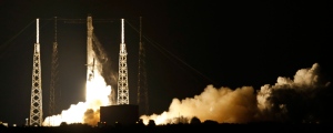 The Falcon 9 SpaceX rocket launches 