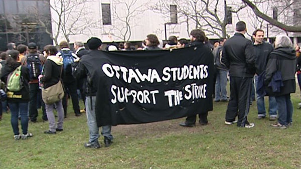 Students continue to protest proposed tuition fee hikes at the Cegep de l'Outaouais Wednesday, May 2, 2012. 