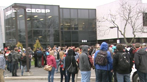 Hundreds gather to proposed tuition fee hikes at the Cegep de l'Outaouais Wednesday, May 2, 2012. 