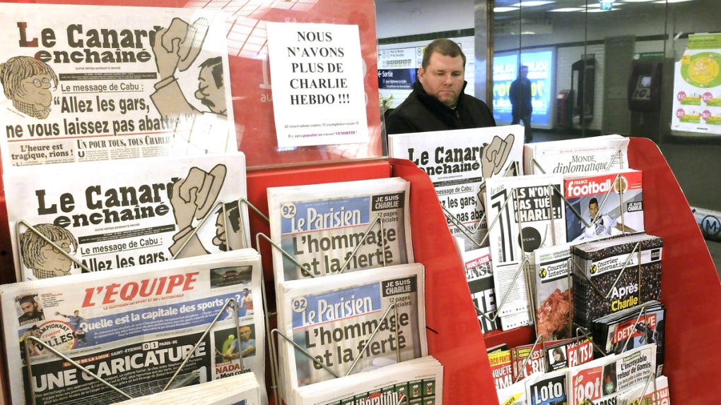 Newsstand sold out of Charlie Hebdo in Paris
