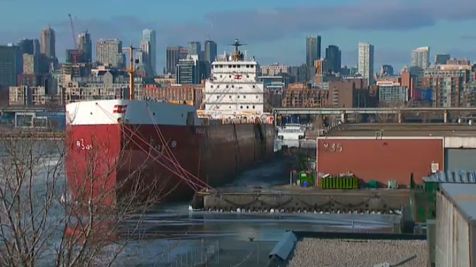 Ship docked in Toronto harbour