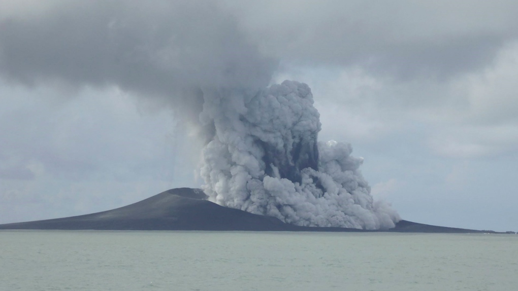 A volcano erupts near Tonga