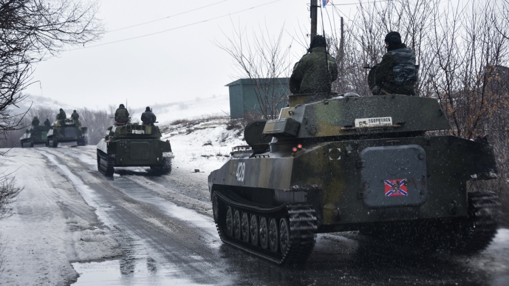A pro-Russian armored vehicle in eastern Ukraine