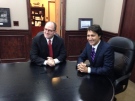 Windsor Mayor Drew Dilkens and Federal Liberal Leader Justin Trudeau met in Windsor, Ont., Jan.21, 2015. (Christie Bezaire / CTV Windsor)