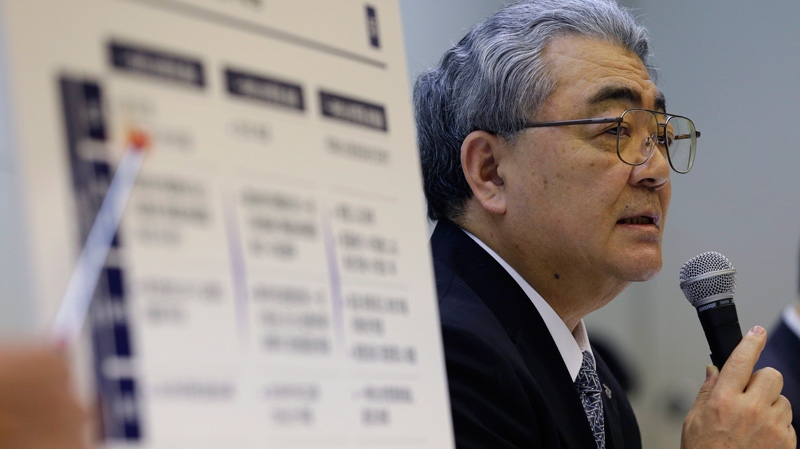 Tokyo Electric Power Co. President Toshio Nishizawa speaks during a news conference at the company's head office in Tokyo after a public bailout was approved, Wednesday, May 9, 2012. (AP / Shizuo Kambayashi)