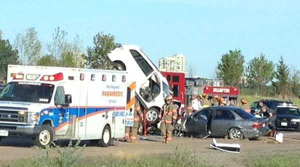 A crash on Highway 410 sent four people to hospital on Thursday, May 10, 2012. Jameel Brown/mynews.ctv.ca