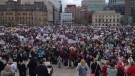 Protesters take part in annual March for Life rally on Parliament Hill May 10, 2012. 