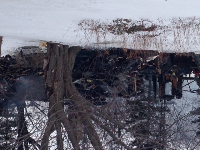 The aftermath of a house on fire south of Goderich, Ont., on Jan. 23, 2015. (Scott Miller / CTV London)
