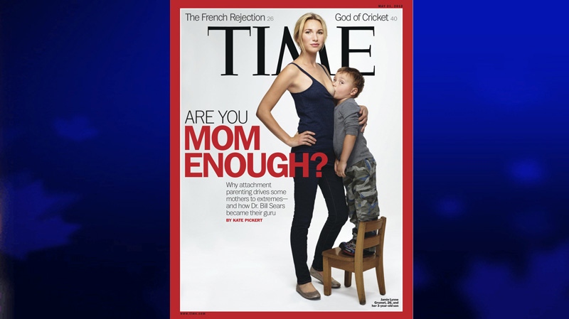 This image provided by Time magazine shows the cover of the May 21, 2012 issue with a photograph of Jamie Lynne Grumet, 26, breastfeeding her 3-year-old son for a story on "attachment parenting." (AP / Time)