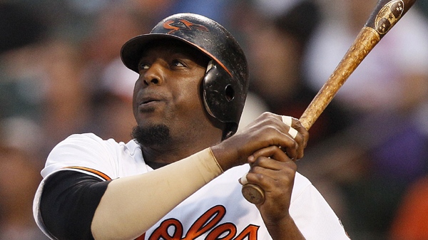 The Toronto Blue Jays signed 37-year-old Vladimir Guerrero, seen in this Aug. 13, 2011, file photo, to a minor league contract, which will start with an extended spring training program. (AP Photo/Patrick Semansky, File)